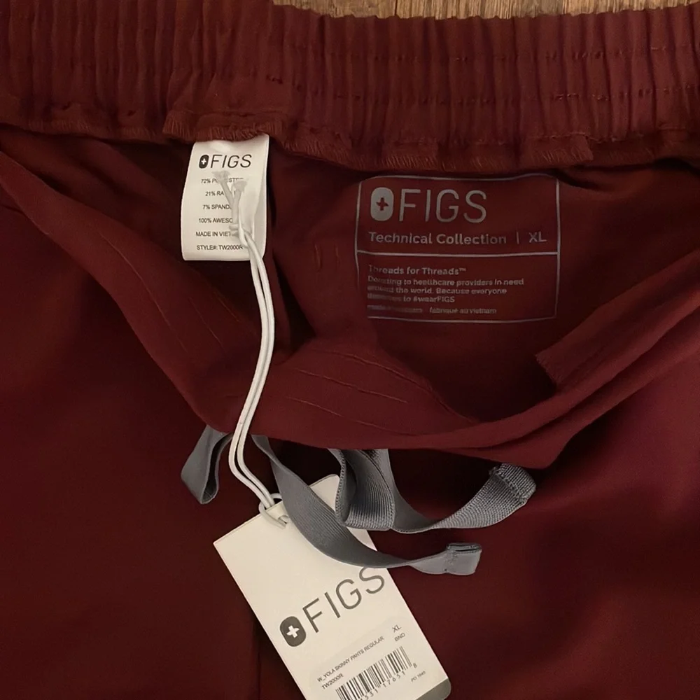 Figs Women's Burgundy Yola™ - Skinny Scrub Pants - XL / Burgundy - Picture 5 of 5